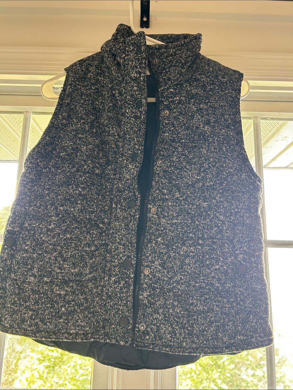 Quilted Knit Puffer Vest in Charcoal Speckle
